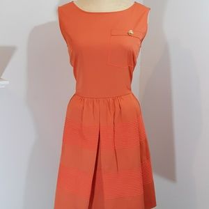 EUC Daniel Cremieux Orange Skater Dress size 10